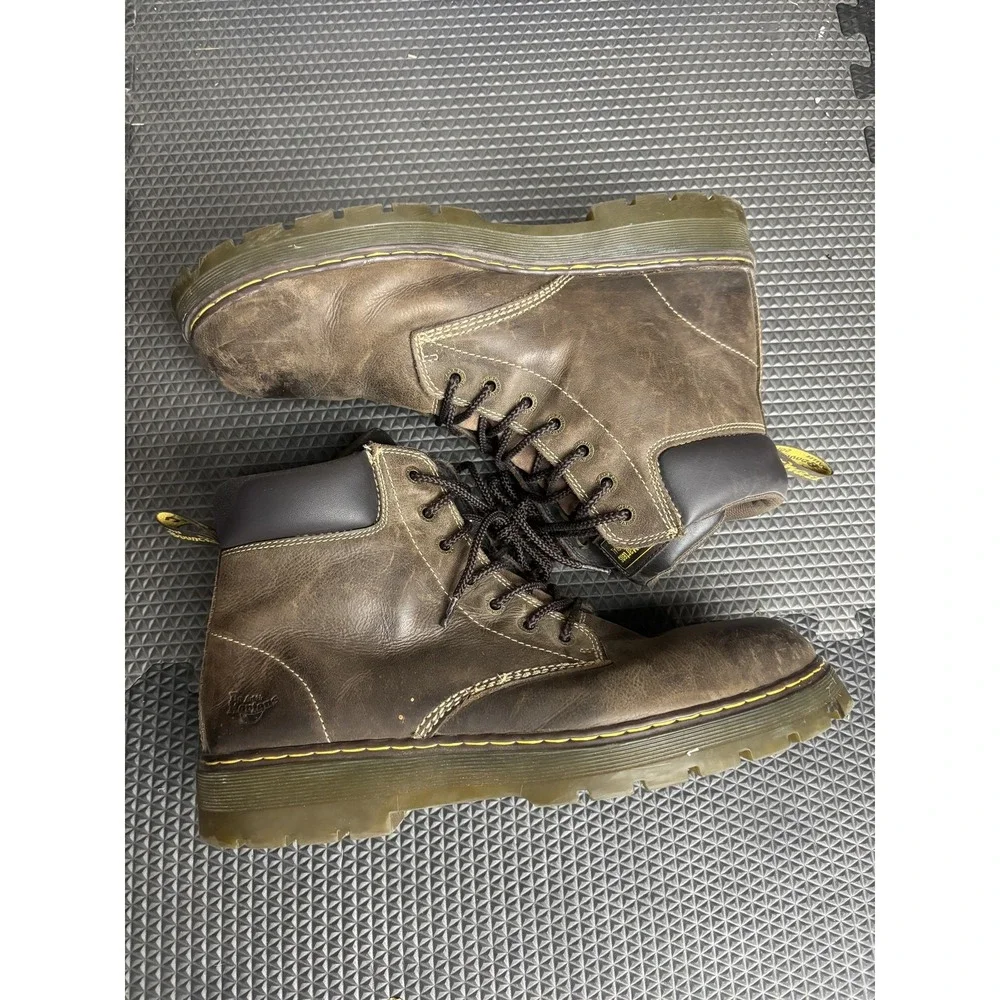 Dr. Martens Industrial Steel Toe Work Boots Men's US 16 Brown Leather Slip